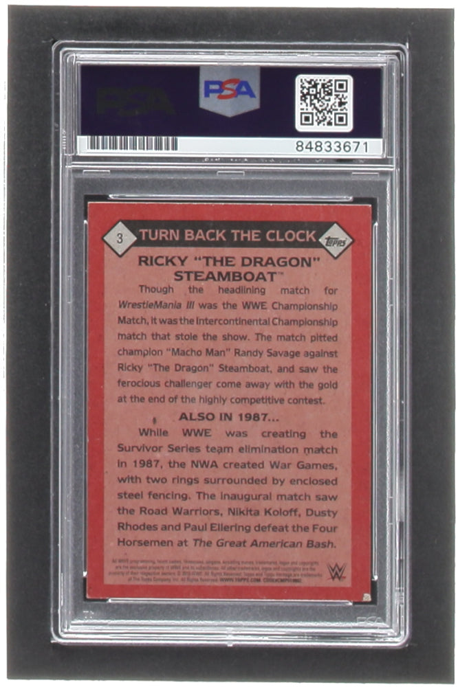 Ricky "The Dragon" Steamboat Signed 2016 Topps Heritage WWE Turn Back the Clock #3 (PSA)