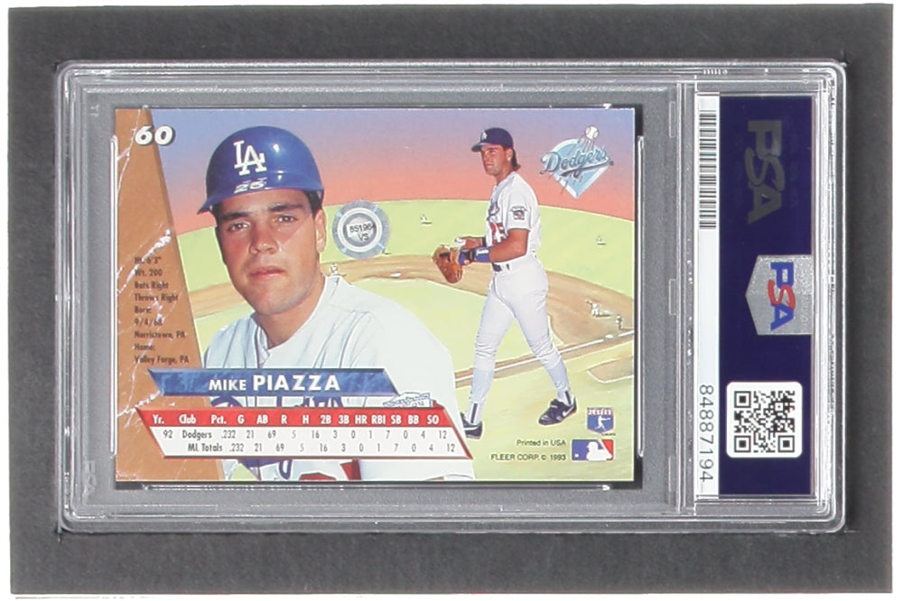Mike Piazza Signed 1993 Ultra #60 RC - Autograph Graded PSA 10 - Rookie Card
