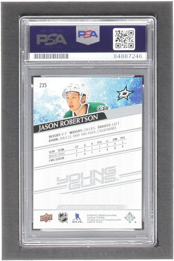 Jason Robertson signed 2020-21 Upper Deck #235 YG RC (PSA | Autograph Graded PSA 10) Rookie Card