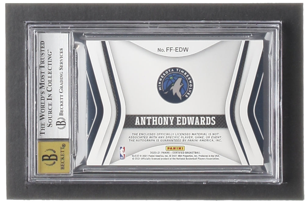 Anthony Edwards 2020-21 Certified Freshman Fabric Signatures Red #40 RC #64/99 (BGS 8.5 | Autograph Graded BGS 10) Rookie Card / Serially Numbered #64 / 99