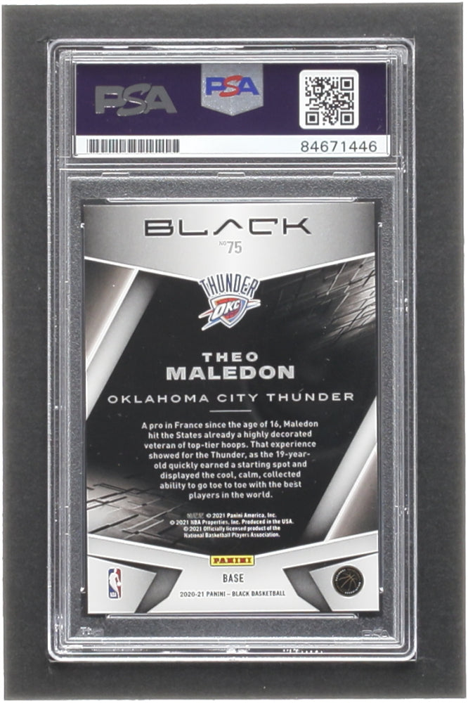 Theo Maledon Signed 2020-21 Panini Black #75 RC #62/149 (PSA) Rookie Card