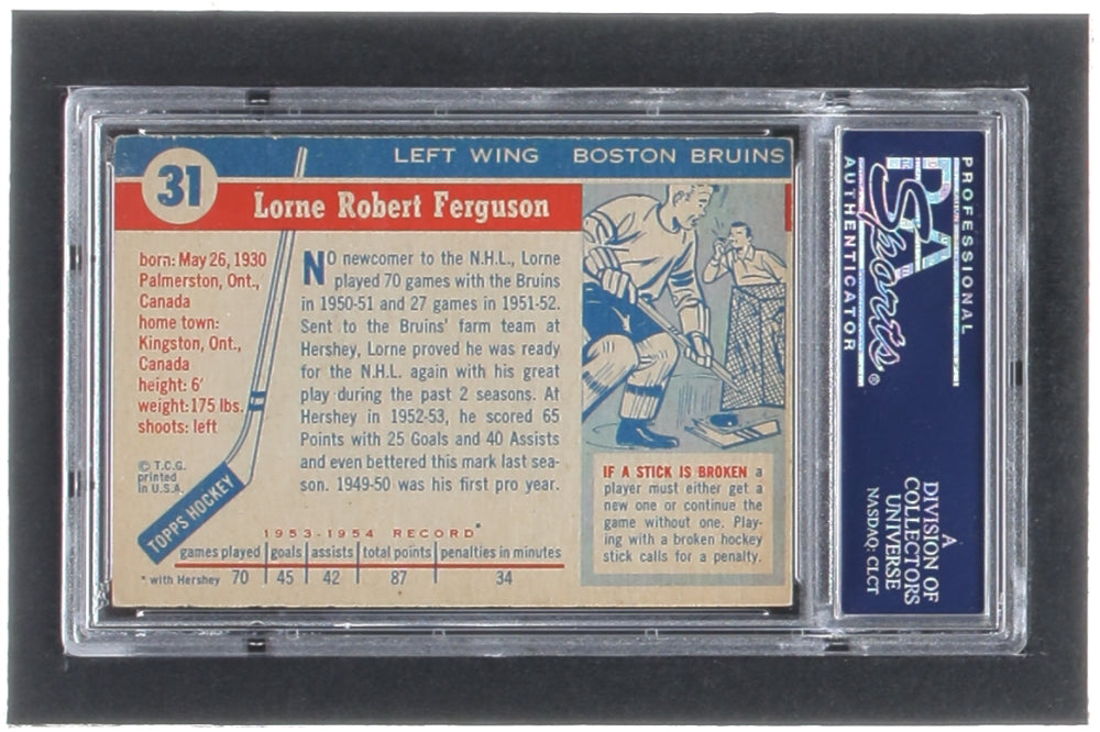 Lorne Ferguson Signed 1954-55 Topps #31 (PSA)