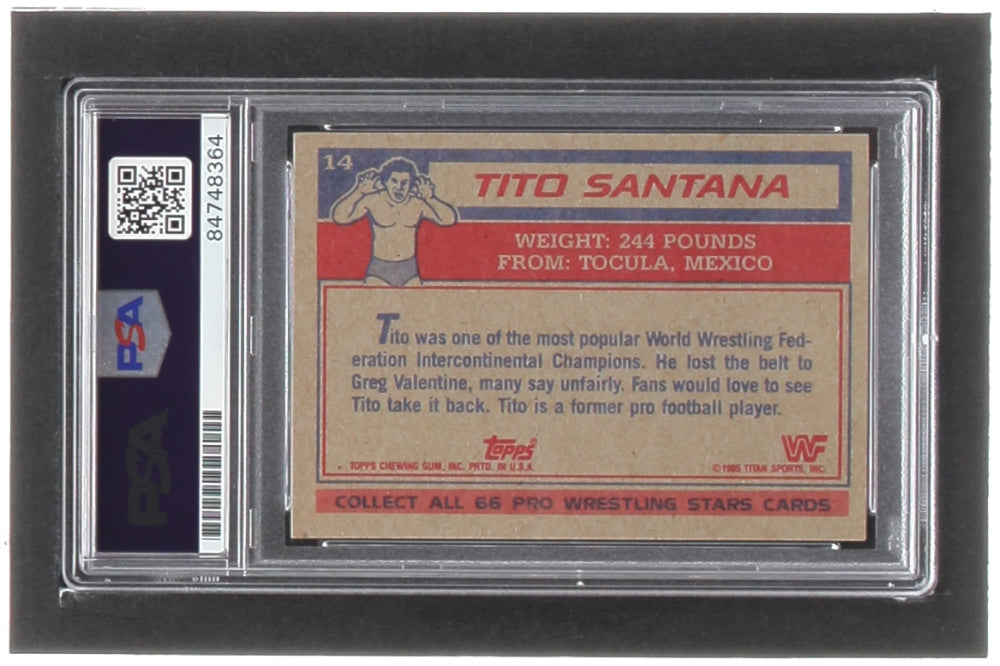 Tito Santana Signed 1985 Topps WWF #14 (PSA)