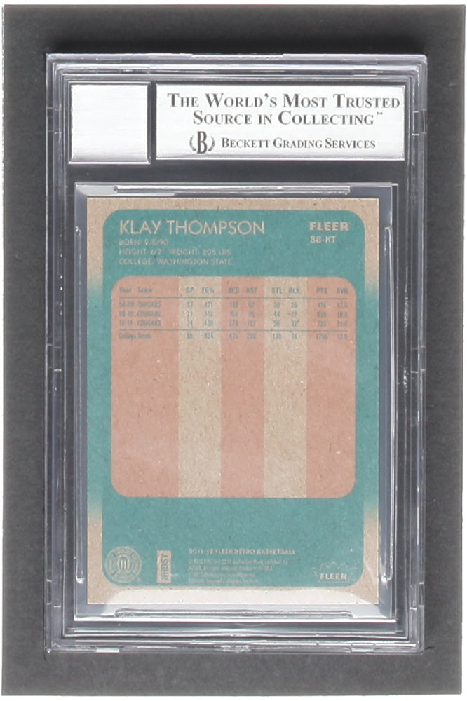 Klay Thompson Signed 2011-12 Fleer Retro 1988-89 #KT RC (BGS | Autograph Graded 10) - Rookie Card | Beckett Witnessed