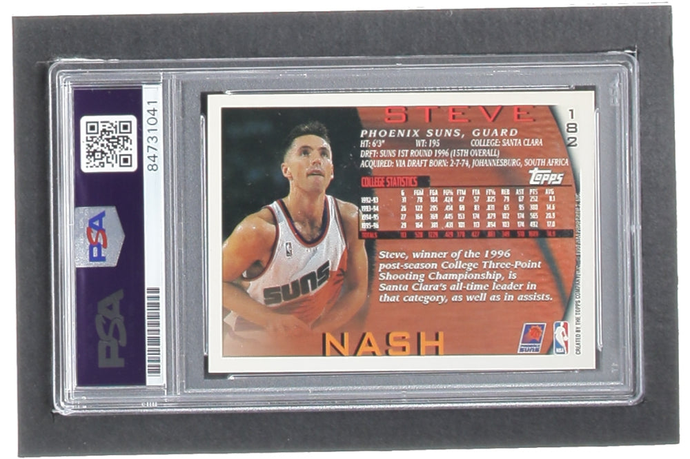Steve Nash Signed 1996-97 Topps #182 RC (PSA | Autograph Graded 10) - Rookie Card
