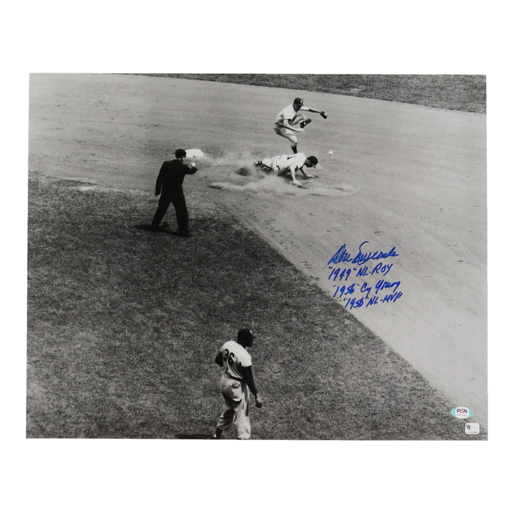 Don Newcombe Signed (PSA) Dodgers 16x20 Photo With Multiple Inscriptions