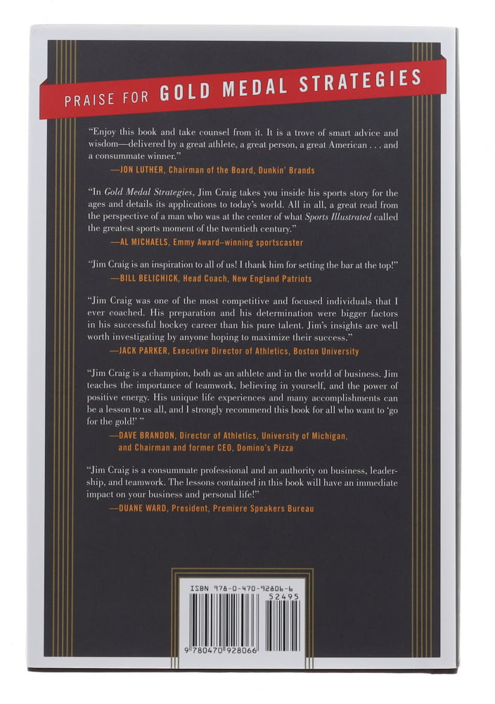 Jim Craig Signed "Gold Medal Strategies" Hardcover Book Inscribed "1980 Gold" (PSA)