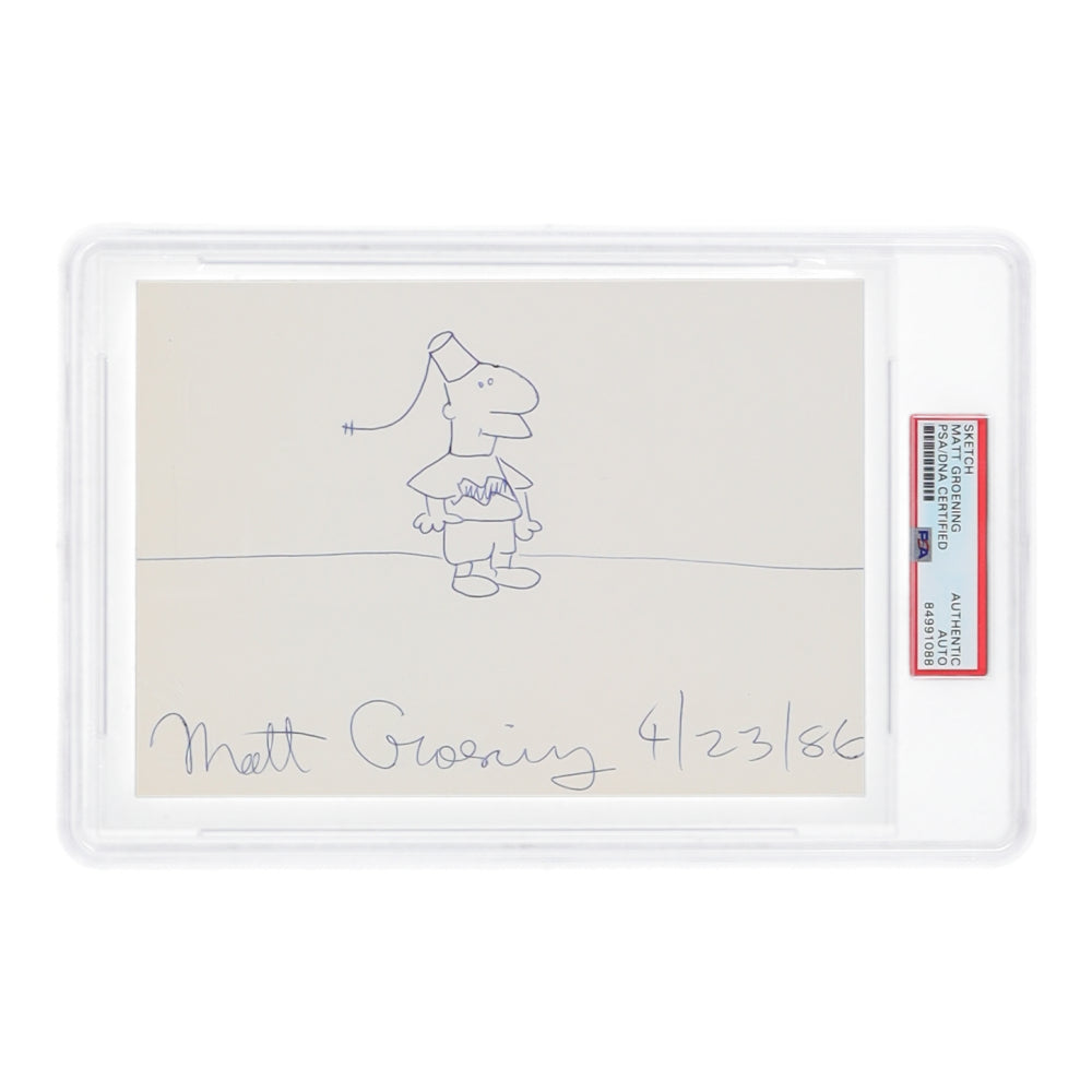 Matt Groening Signed "Life in Hell" Vintage Hand-Drawn Sketch Inscribed "4/23/86" (PSA)