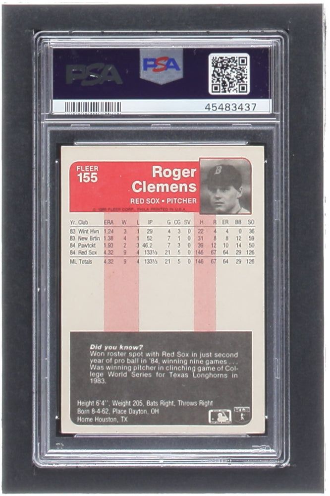 Roger Clemens Signed 1985 Fleer #155 RC (PSA 4 | Autograph Graded 10) - Rookie Card