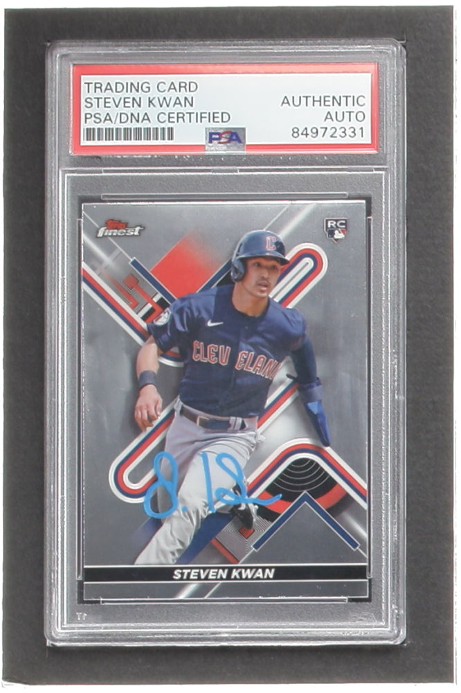 Steven Kwan Signed 2022 Finest #30 RC (PSA) - Rookie Card