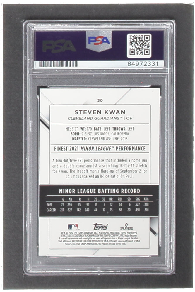 Steven Kwan Signed 2022 Finest #30 RC (PSA) - Rookie Card