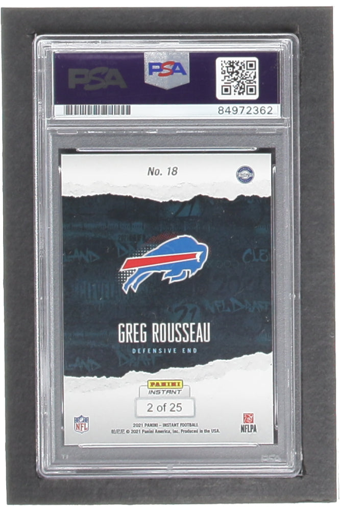 Greg Rousseau Signed 2021 Panini Instant #18 RC (PSA) #2/25 - Rookie Card
