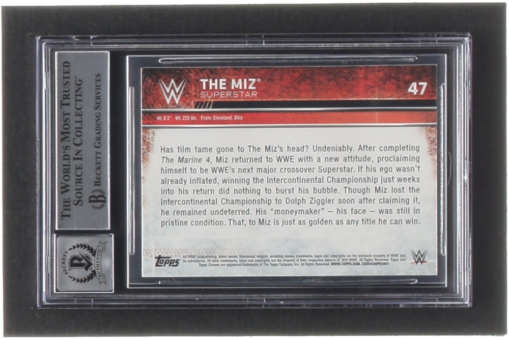 Mike "The Miz" Mizanin Signed 2015 Topps Chrome WWE #47 (BGS | Autograph Graded 10) - Beckett Witnessed