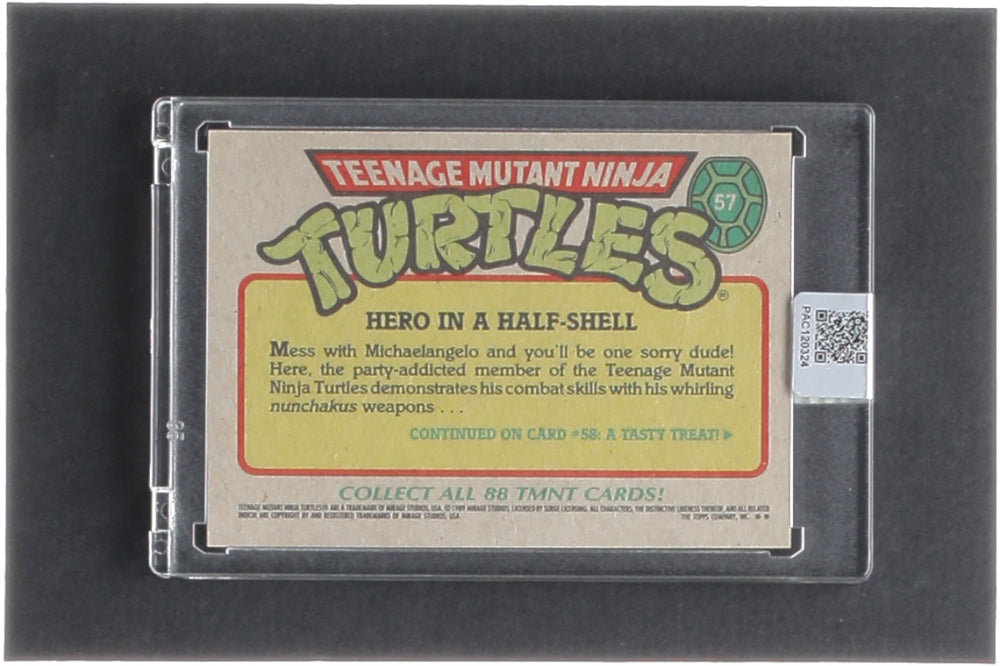 Kevin Eastman Signed 1989 Topps Teenage Mutant Ninja Turtles #57 Hero In A Half-Shell (PA Encapsulated) - Co-Creator of Teenage Mutant Ninja Turtles
