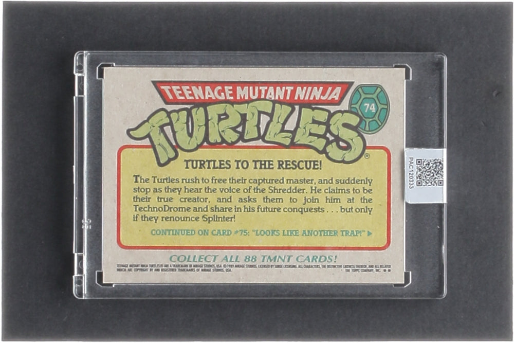 Kevin Eastman Signed 1989 Topps Teenage Mutant Ninja Turtles #74 Turtles To The Rescue (PA Encapsulated) - Co-Creator of Teenage Mutant Ninja Turtles
