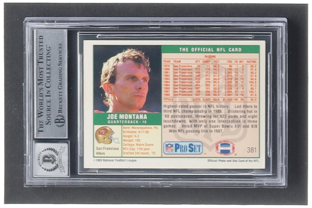 Joe Montana Signed 1989 Pro Set #381 (BGS | Autograph Graded BGS 10) Autograph Graded BGS 10