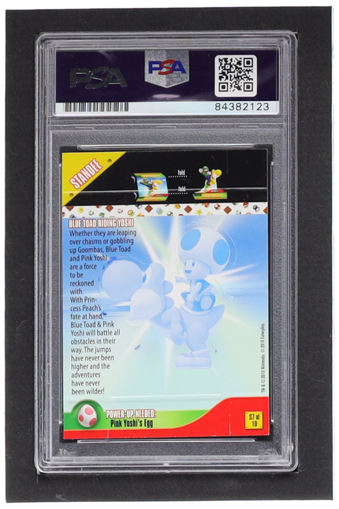 Samantha Kelly Signed Blue Toad/Yoshi 2010 Enterplay Super Mario Bros. Wii Standee Pop-Ups #S7 Inscribed "Toad" (PSA) - Voice Actor