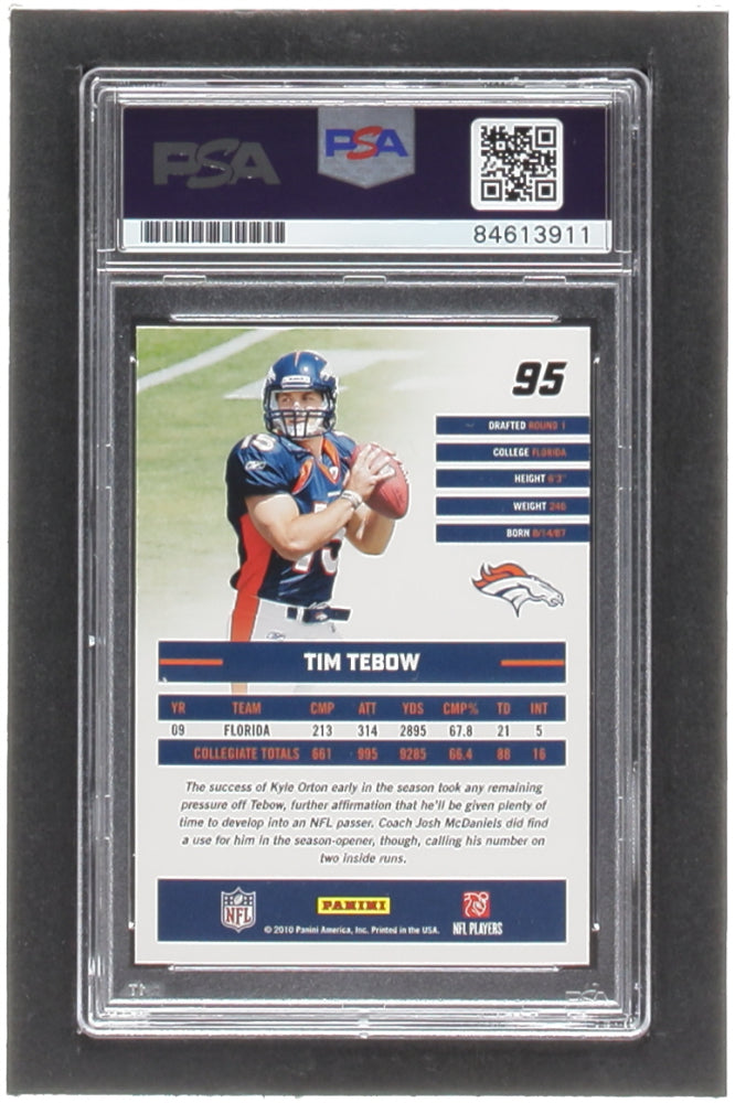 Tim Tebow Signed 2010 Donruss Rated Rookies #95 RC (PSA | Auto Grade 10) - Rookie Card