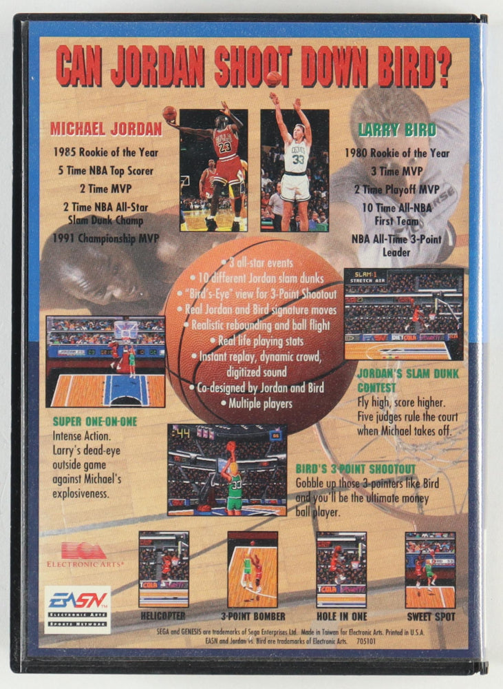 Larry Bird Signed (Beckett) "Jordan Vs Bird" Sega Genesis Game - Beckett Witnessed