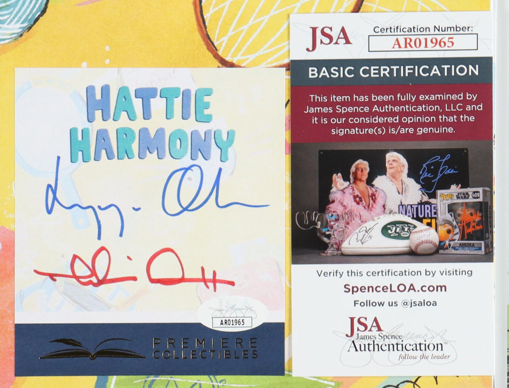Elizabeth Olsen & Robbie Arnett Signed (JSA) "Hattie Harmony: Worry Detective" Hardcover Book - Actress | Musician
