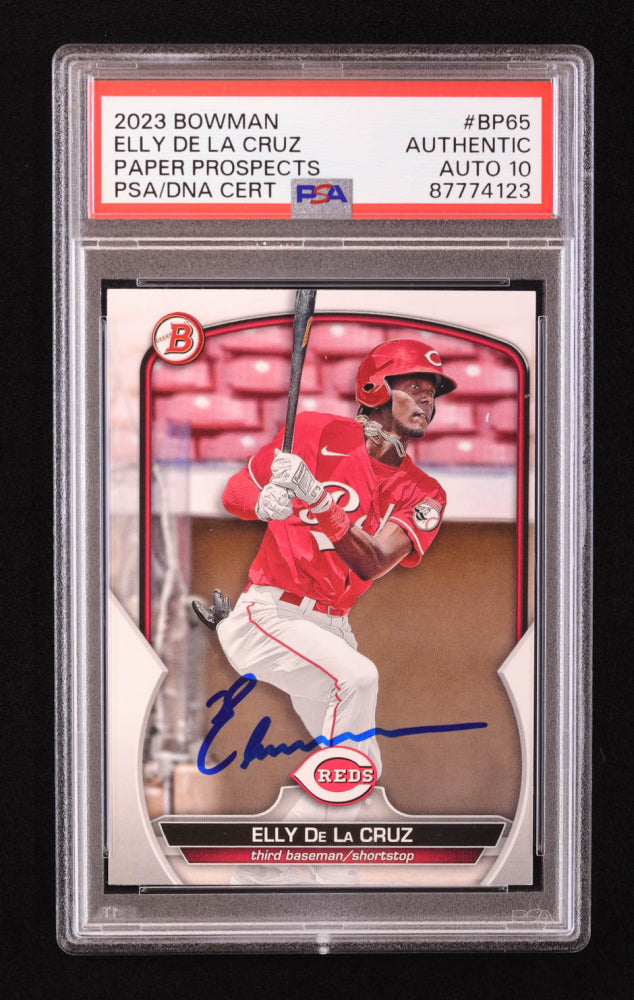 Elly De LA Cruz Signed 2023 Bowman Prospects #BP65 RC (PSA) Autograph Graded PSA 10 - Rookie Card