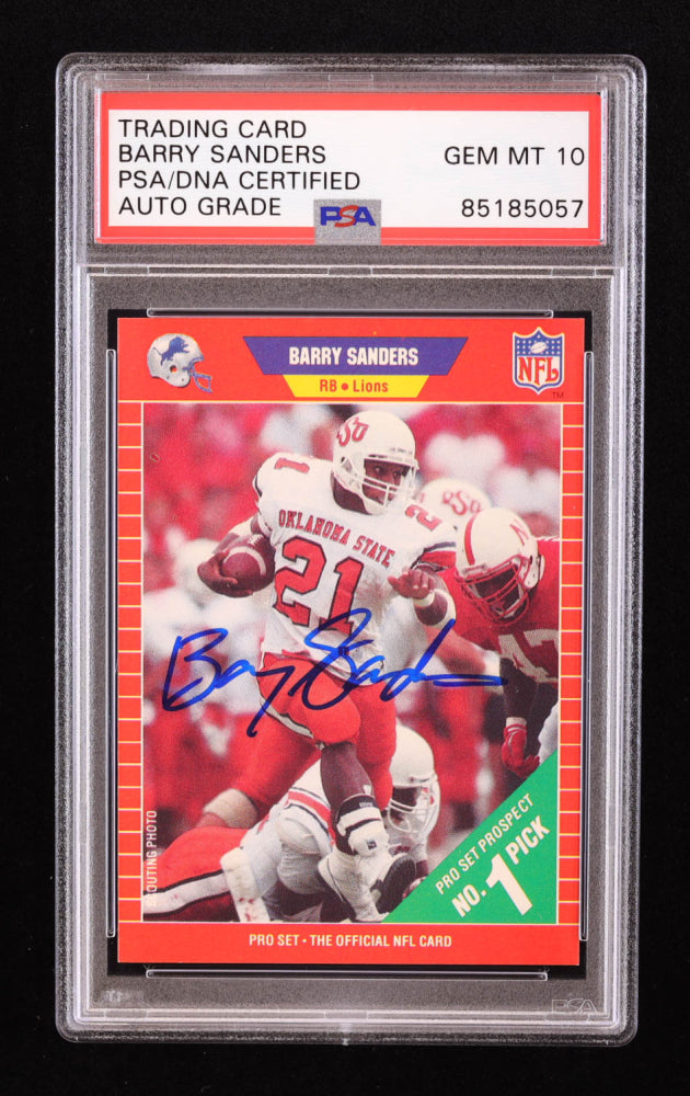 Barry Sanders Signed 1989 Pro Set #494 RC (PSA | Autograph Graded PSA 10) Rookie Card