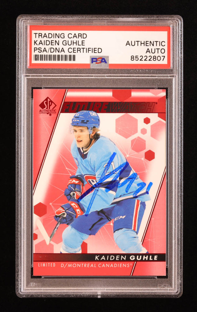 Kaiden Guhle Signed 2022-23 SP Authentic Limited Red #146 FW RC (PSA) - Rookie Card