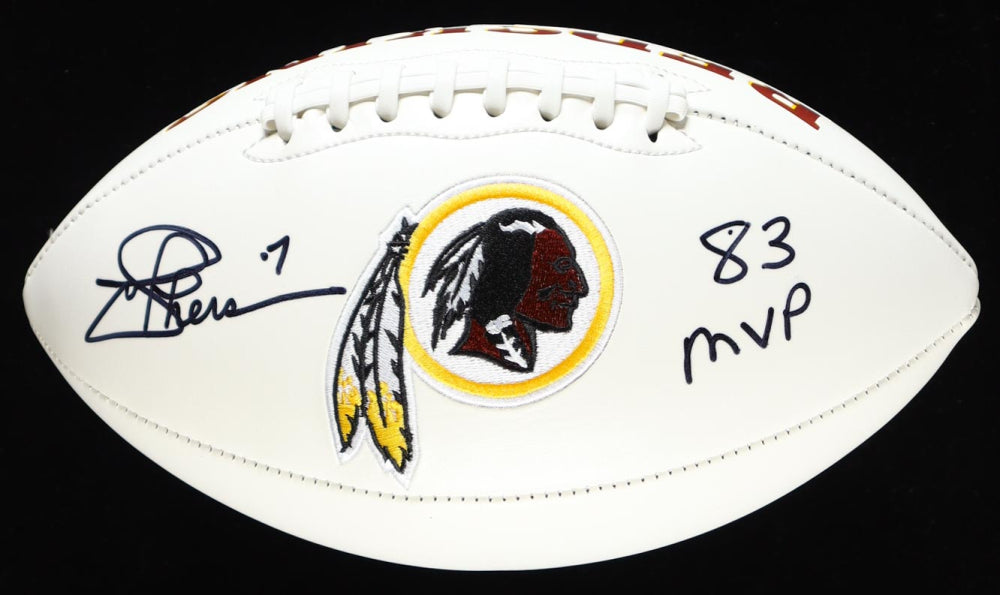 Joe Theismann Signed (JSA) Washington Logo Football Inscribed "83 MVP" - JSA Witnessed
