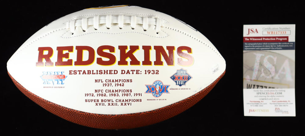 Joe Theismann Signed (JSA) Washington Logo Football Inscribed "83 MVP" - JSA Witnessed