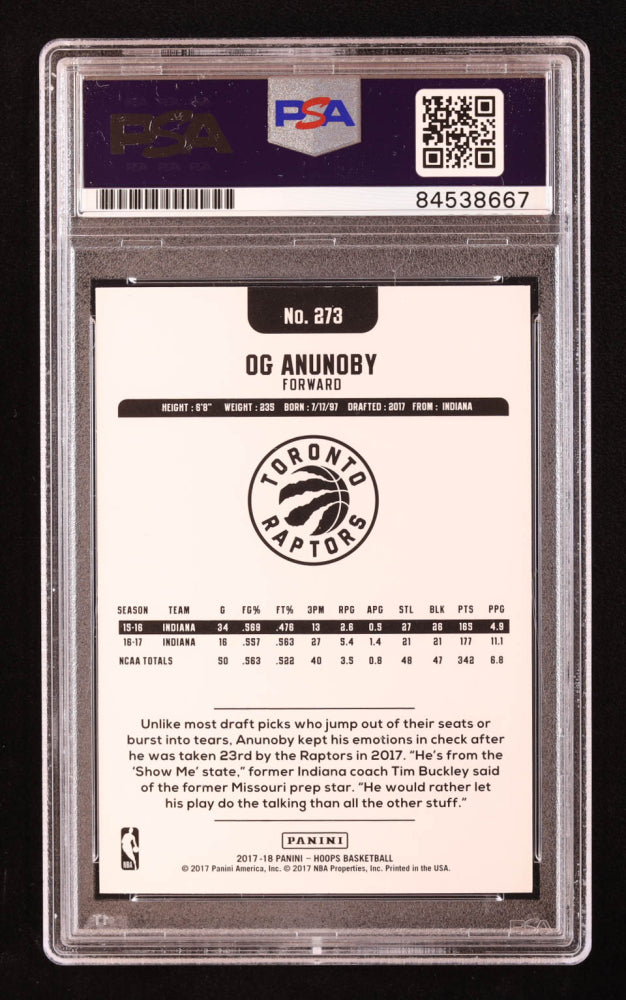 OG Anunoby Signed 2017-18 Hoops #273 RC (PSA) Rookie Card