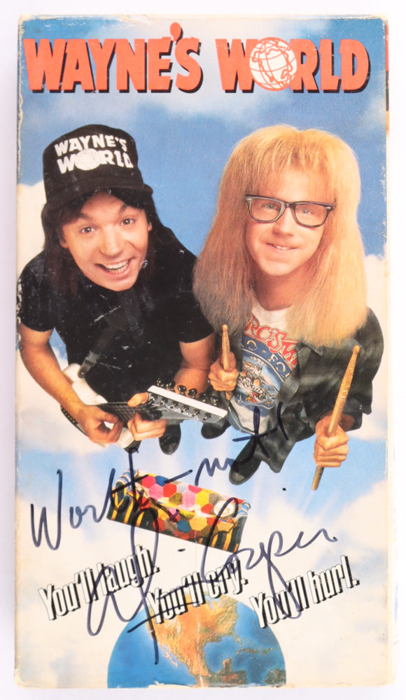 Alice Cooper Signed (Beckett) 1992 "Wayne's World" VHS Tape Inscribed "Worthy-Not!" - Beckett Witnessed