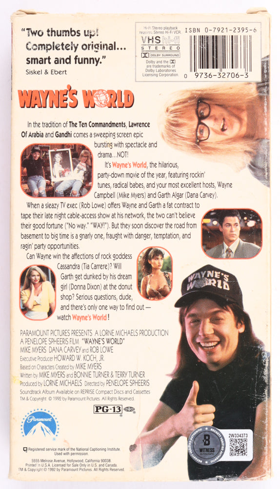 Alice Cooper Signed (Beckett) 1992 "Wayne's World" VHS Tape Inscribed "Worthy-Not!" - Beckett Witnessed