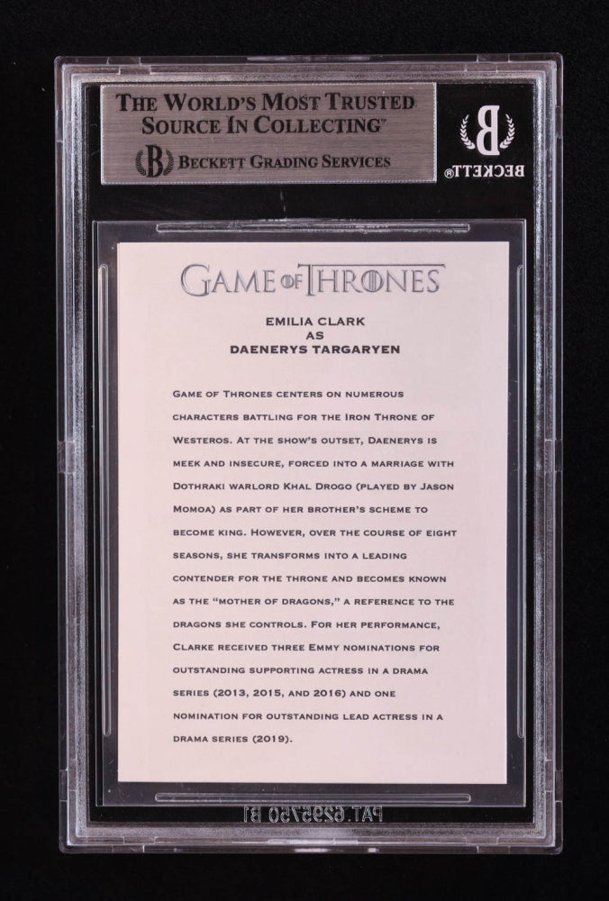 Emilia Clarke Signed "Game of Thrones" Custom Trading Card (BGS) Daenerys Targaryen