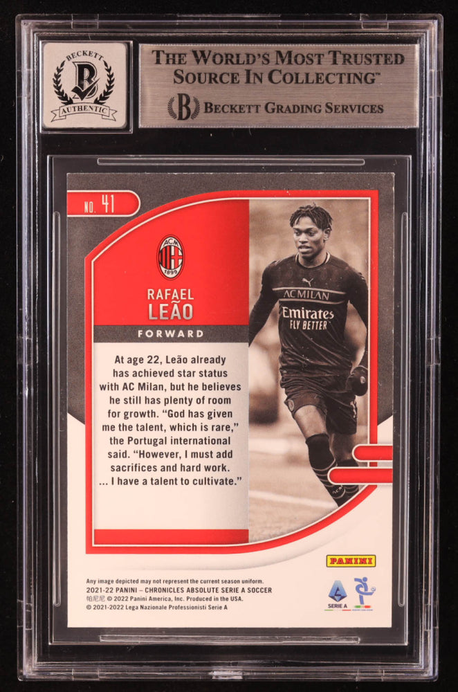 Rafael Leao Signed 2021-22 Chronicles #41 Absolute (BGS | Auto 10) Beckett Witnessed