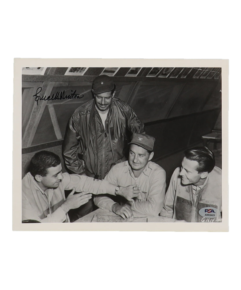 Bruce Hinton Signed 8x10 (PSA) Korean War Pilot - First F-86 MiG Kill Commander of the 336th Fighter Interceptor Squadron, 4th Fighter Interceptor Wing, was the first F-86 pilot to score a MiG-15 kill