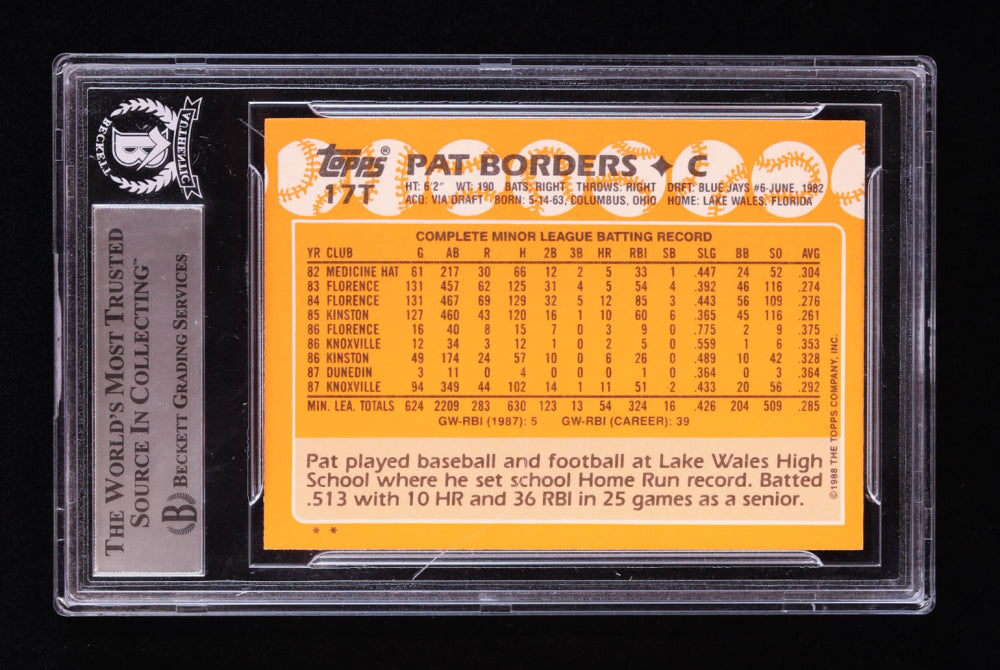 Pat Borders Signed 1988 Topps Traded #17T XRC (BGS) Rookie Card