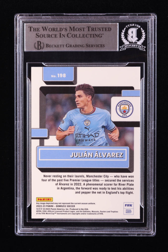 Julian Alvarez Signed 2022-23 Donruss Optic #198 RR RC (BGS) Rookie Card | Beckett Witnessed