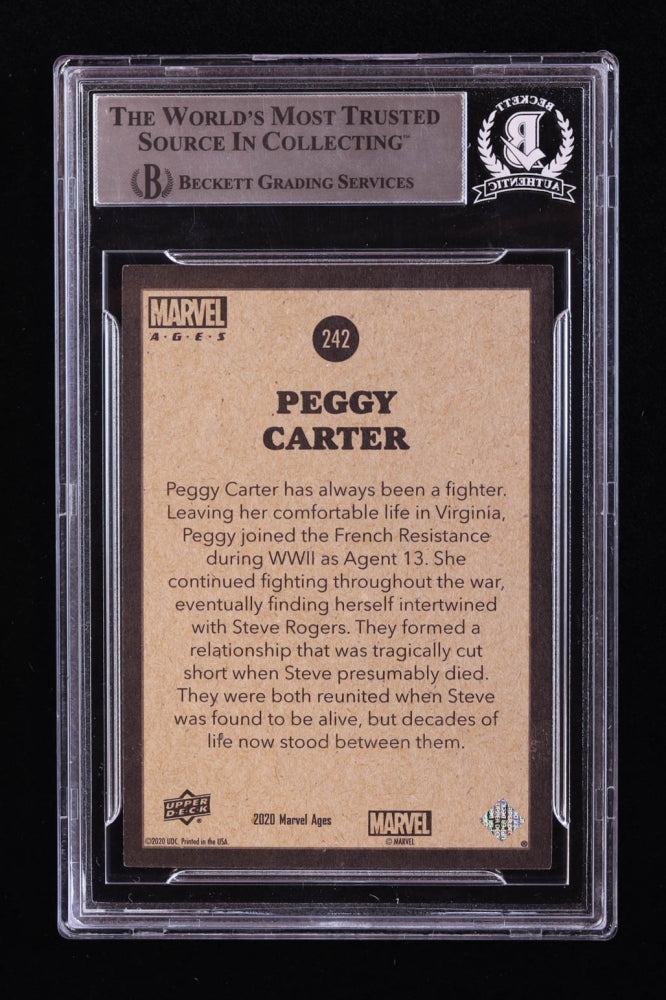 Hayley Atwell Signed 2021 Upper Deck Marvel Ages #242 Peggy Carter SP (BGS) Beckett Witnessed