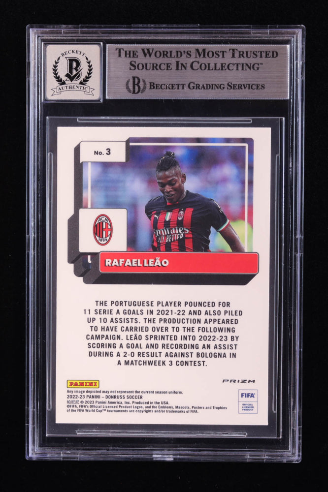 Rafael Leao Signed 2022-23 Donruss Optic Orange Ice #3 (BGS | Auto 10) Beckett Witnessed