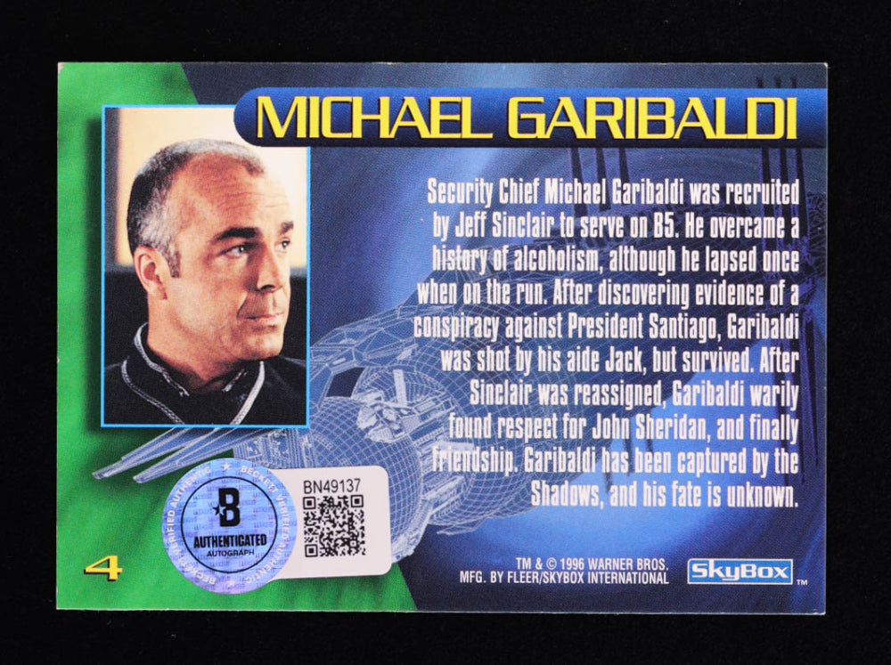 Jerry Doyle Signed (Beckett) 1996 SkyBox Babylon 5 #4 Michael Garibaldi - Michael Garibaldi