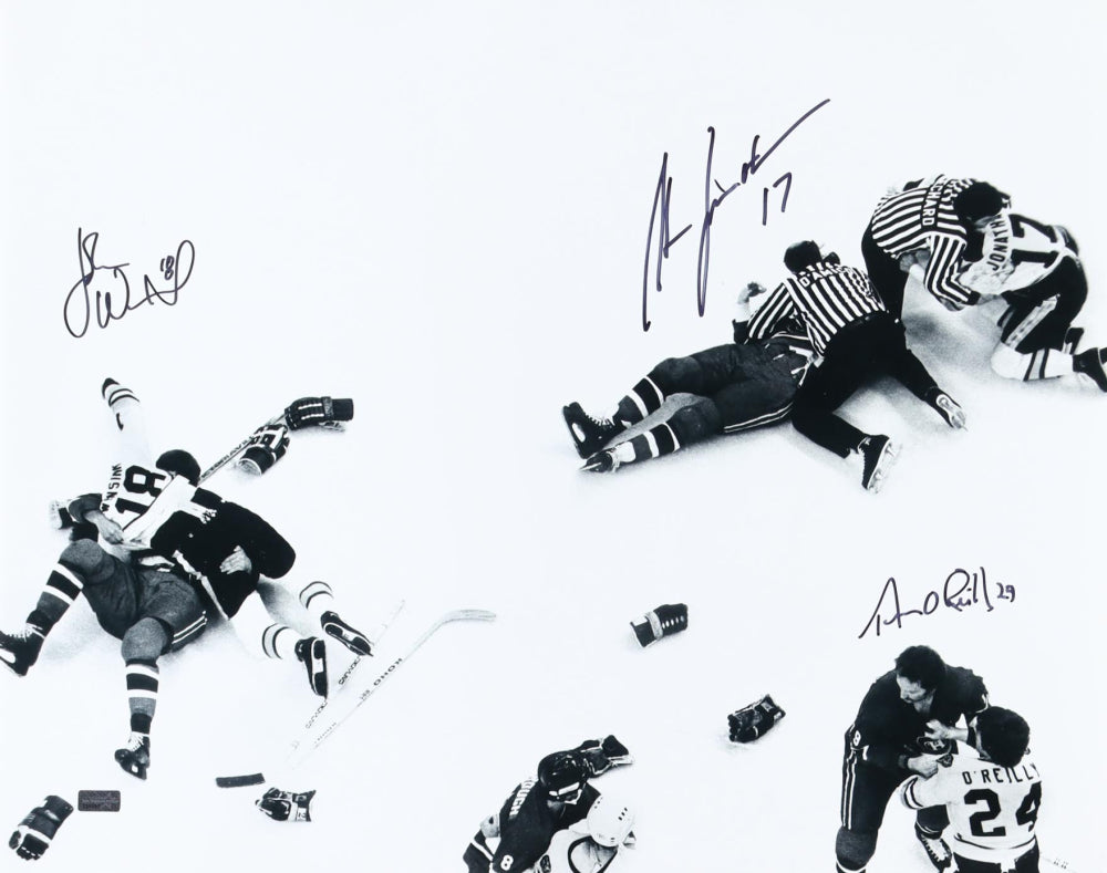 John Wensink, Stan Jonathan, Terry O'Reilly Signed Bruins 16x20 Photo (New England Picture)