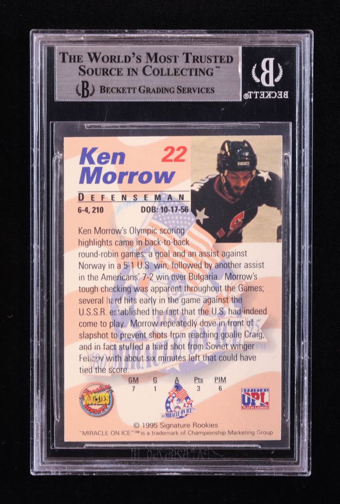 Ken Morrow Signed 1995 Signature Rookies Miracle On Ice #22 (BGS)