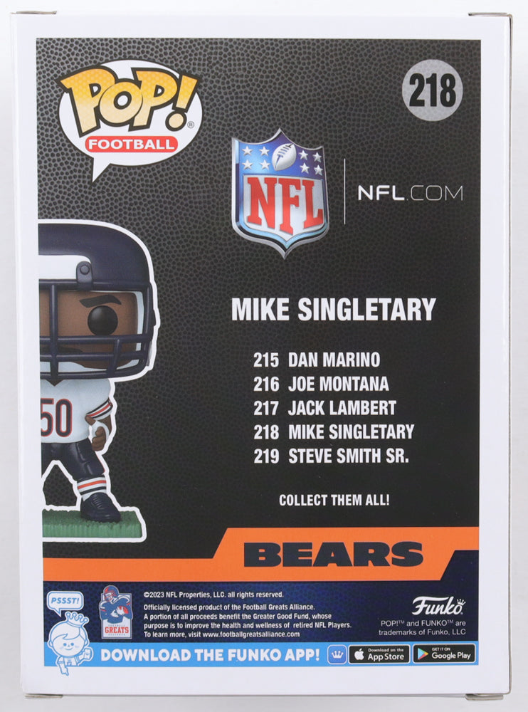 Mike Singletary Signed (Beckett) Bears #218 Funko Pop! Vinyl Figure - Beckett Witnessed