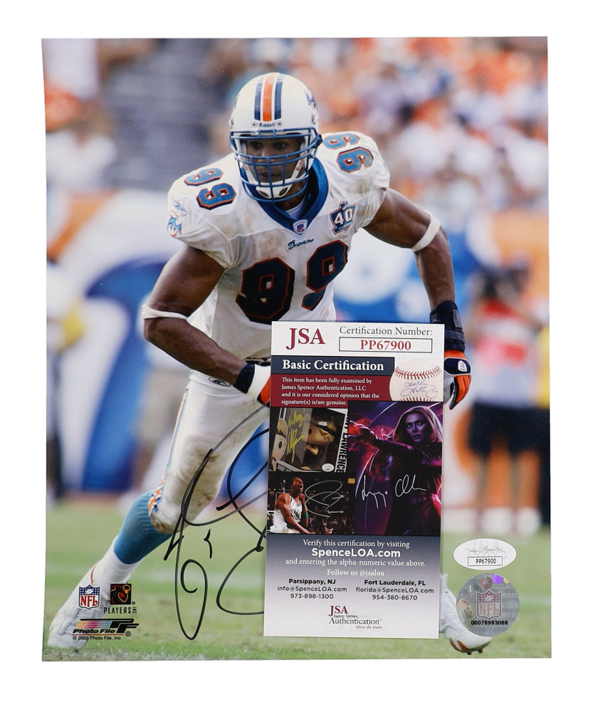 Zach Thomas Signed Dolphins 8x10 Photo (JSA)