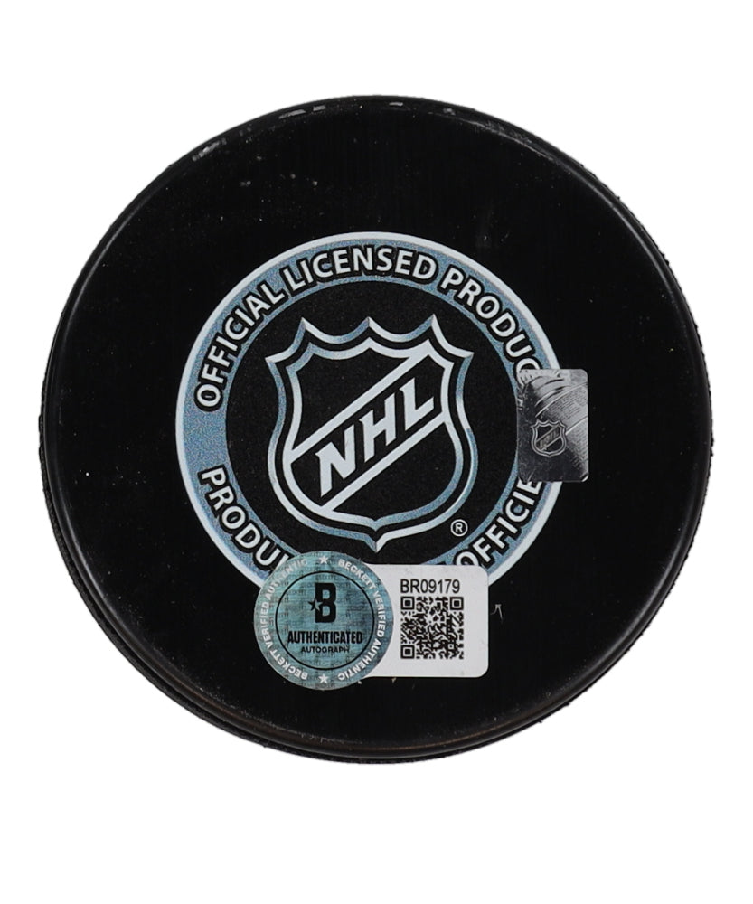 Darryl Sittler Signed (Beckett) Maple Leafs Logo Hockey Puck Inscribed "HHOF 1989"