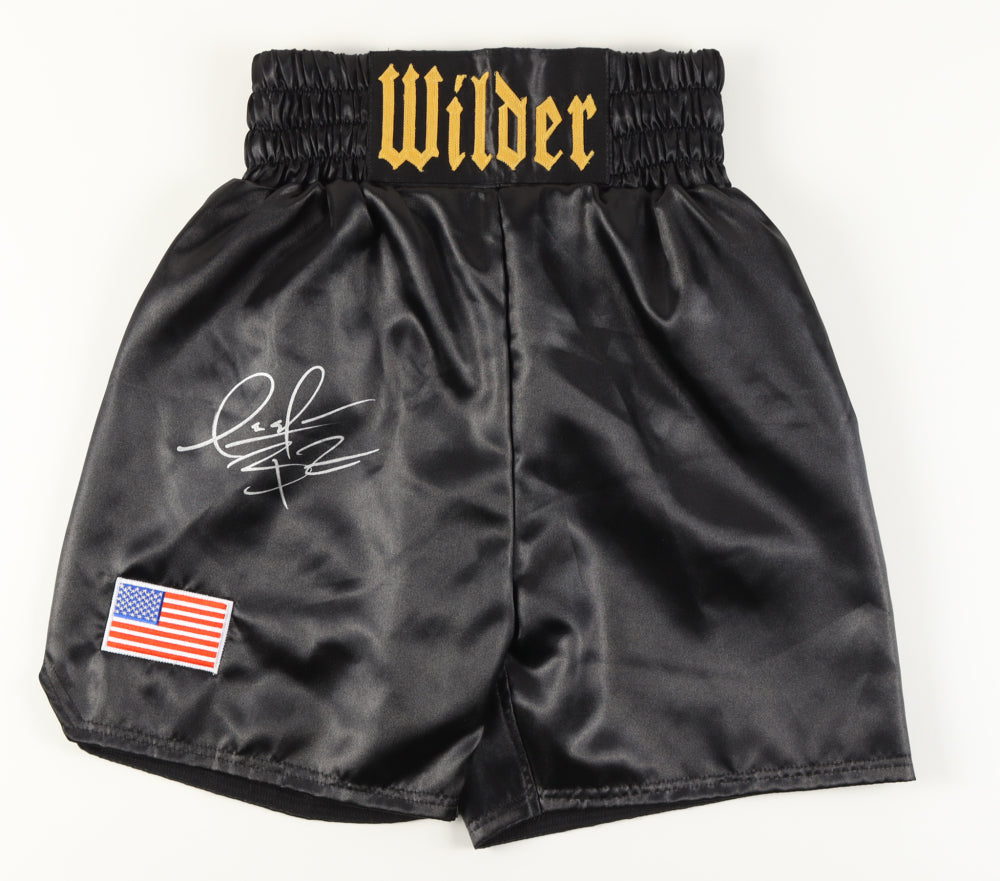 Deontay Wilder Signed Boxing Trunks (Beckett) Beckett Witnessed