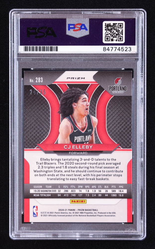 CJ Elleby Signed 2020-21 Panini Prizm Prizms Blue Shimmer #283 #24/35 RC (PSA | Auto 10) Rookie Card | Serially Numbered #24 / 35