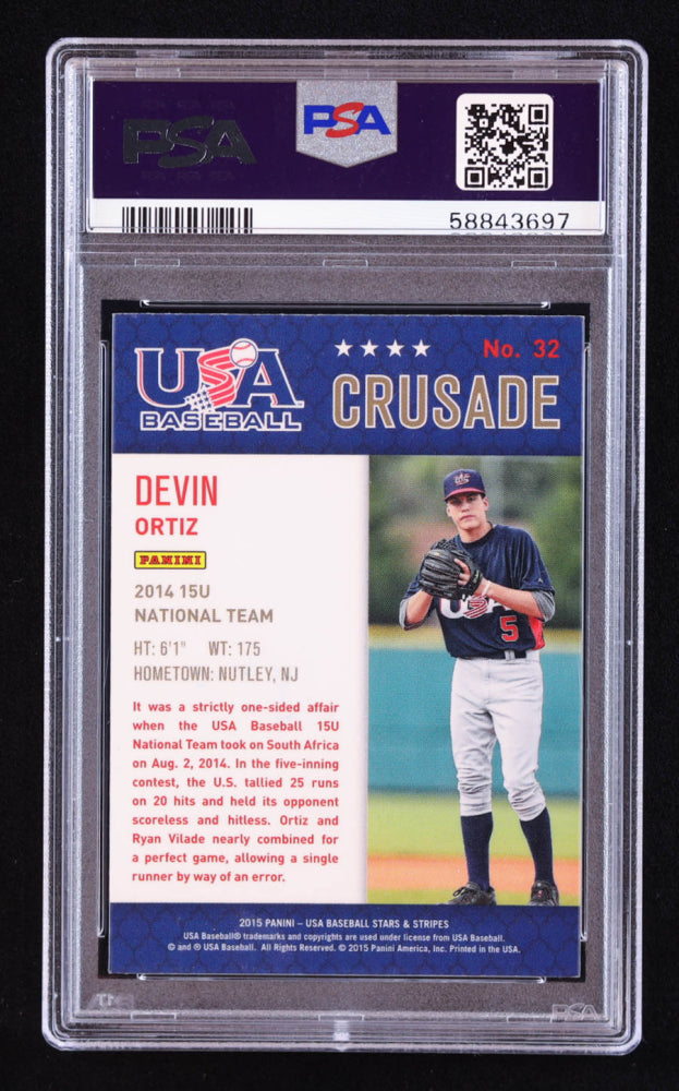 Devin Ortiz Signed 2015 USA Baseball Stars and Stripes Crusade Blue #32 RC (PSA) Rookie Card