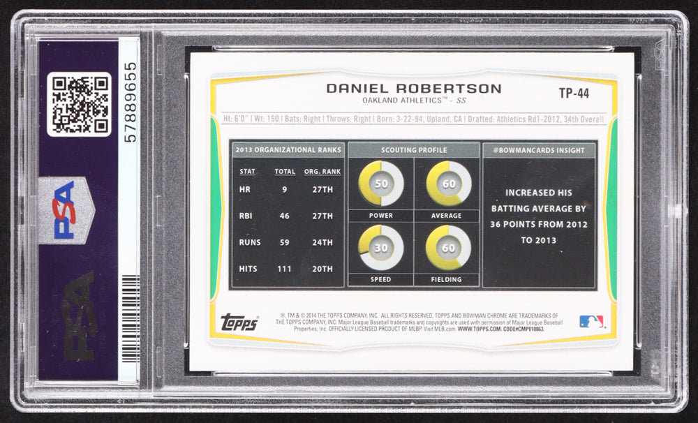 Daniel Robertson Signed 2014 Bowman Draft Top Prospects #TP44 RC (PSA | Autograph Graded PSA 10) Rookie Card