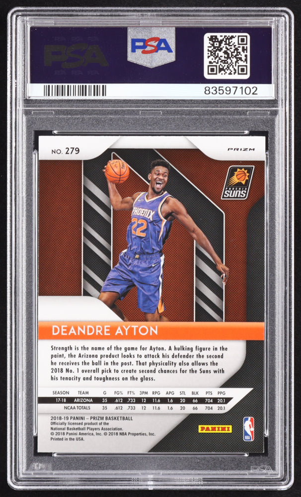 Deandre Ayton Signed 2018-19 Panini Prizm Prizms Choice Blue Yellow and Green #279 RC (PSA 9 | Autograph Graded PSA 10) Rookie Card